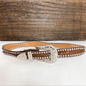 Blazin Roxx Genuine Leather Rhinestone Scalloped Belt